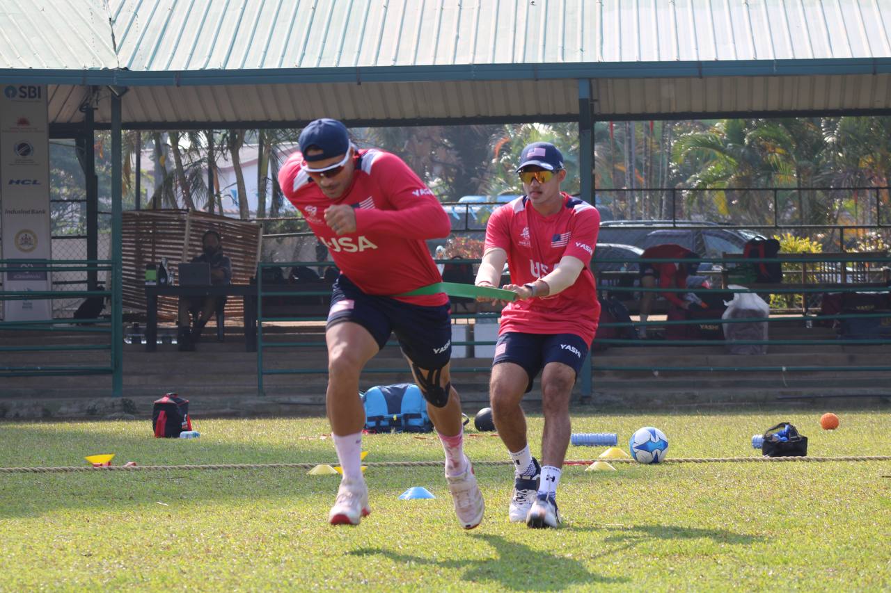 Mathew Skyner delivering physical preparation with a USA Cricket athlete