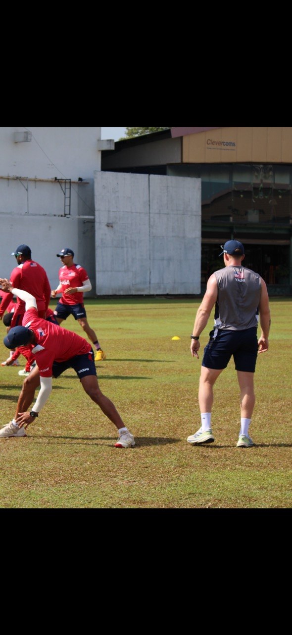 Mathew Skyner observing athletes during a USA Cricket training session