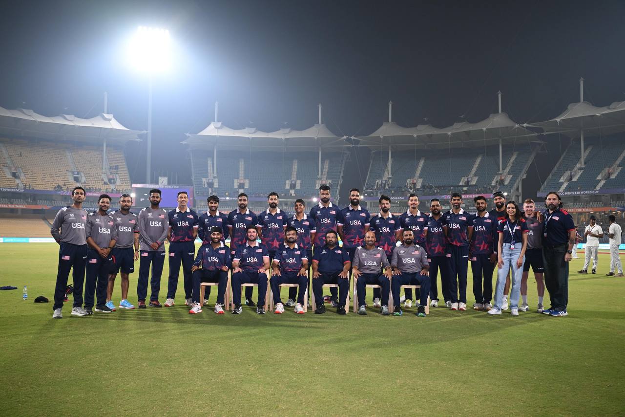 USA Cricket players and performance staff at a T20 World Cup venue